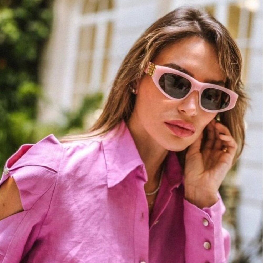 SALE! NEW Balenciaga BB0095S 013 Pink Silver Grey Cat Eye Unisex Sunglasses - Picture 13 of 13